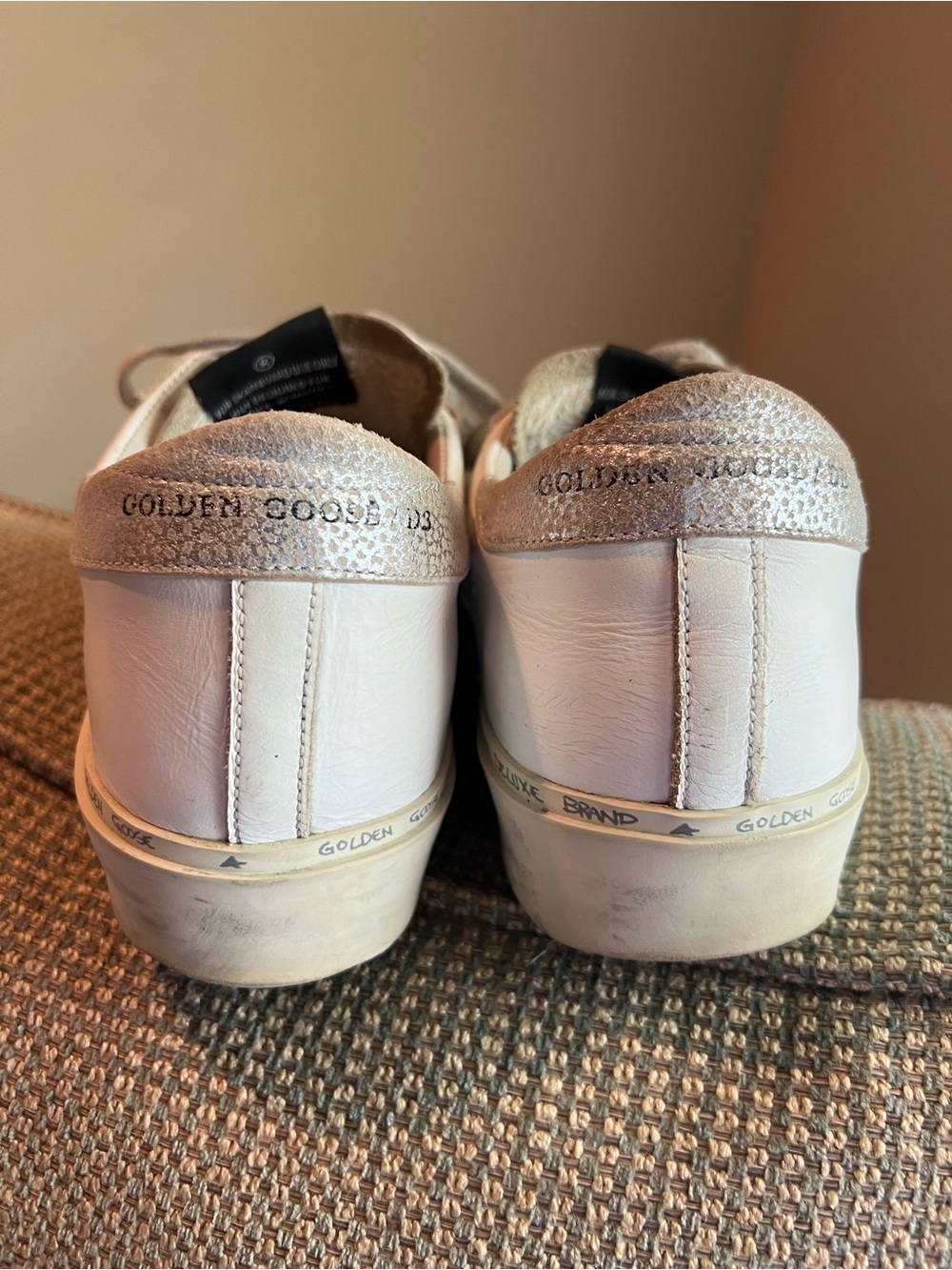 Golden Goose White Leather Superstar Sneakers with Gray Star - Picture 5 of 8